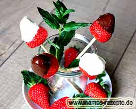 Bild von Erdbeeren mit Schokolade