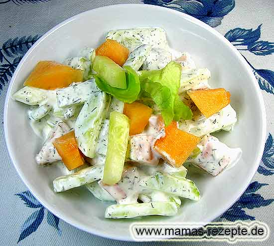 Melonen - Gurkensalat | Mamas Rezepte - mit Bild und Kalorienangaben