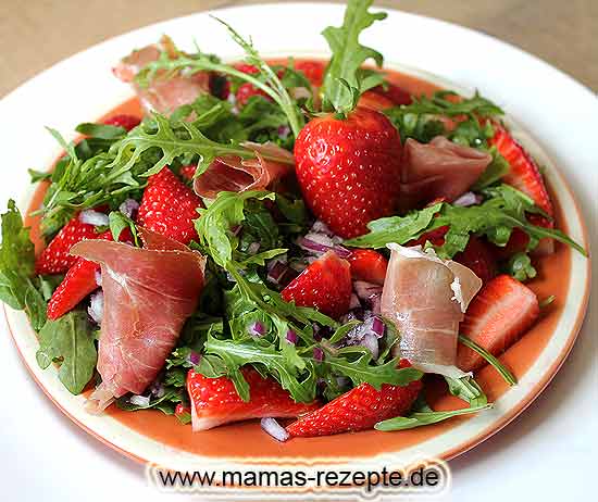 Rucola Salat mit Erdbeeren | Mamas Rezepte - mit Bild und Kalorienangaben