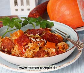 Bild von Kürbis Reispfanne mit Chorizo