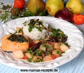 Bild von Lachs mit Birnen-Maronen-Gemüse