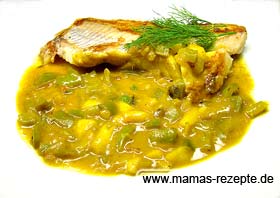 Bild von Fischfilet mit Currysoße
