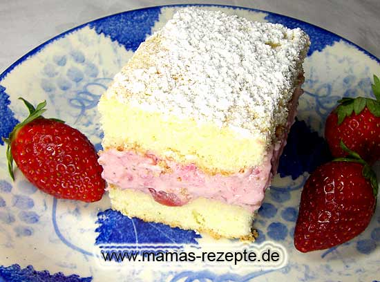Erdbeer-Quark-Schnitten | Mamas Rezepte - mit Bild und Kalorienangaben