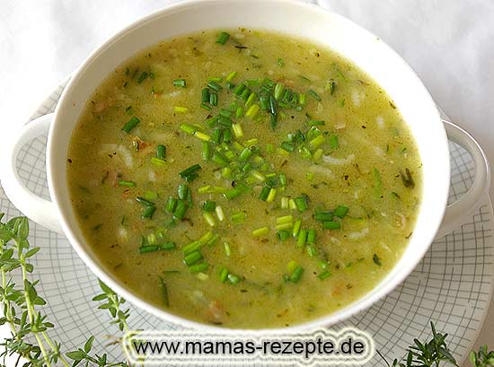 Zucchinisuppe mit Reis | Mamas Rezepte - mit Bild und Kalorienangaben