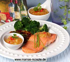 Ausserhalb oder im Bild oben rechts klicken zum Schließen. Bild von Lachsforellenfilet mit Ananas Dip