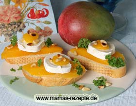 Bild von Mango Käse Baguette Häppchen