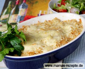 Ausserhalb oder im Bild oben rechts klicken zum Schließen. Bild von Reisauflauf mit Schinken und Käse