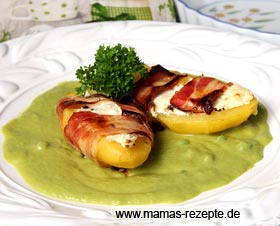 Bild von Speckkartoffeln mit Erbsensauce