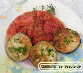 Bild von Ausgebackene Auberginen mit Tomatengemüse